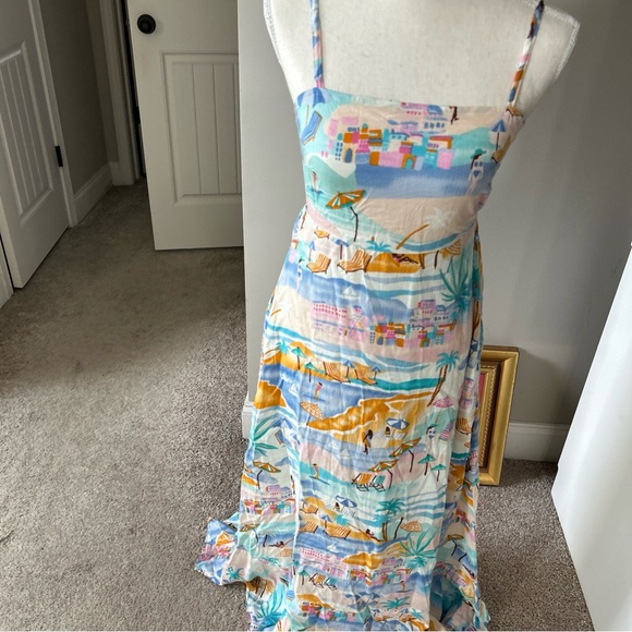 NWT Women’s Beach Print Maxi Dress in Pastel Multi - Picture 10 of 12